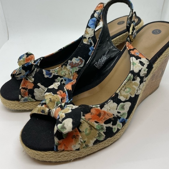 Savana Floral Cork Wedge Strappy Sandal Size 7 - Picture 4 of 11
